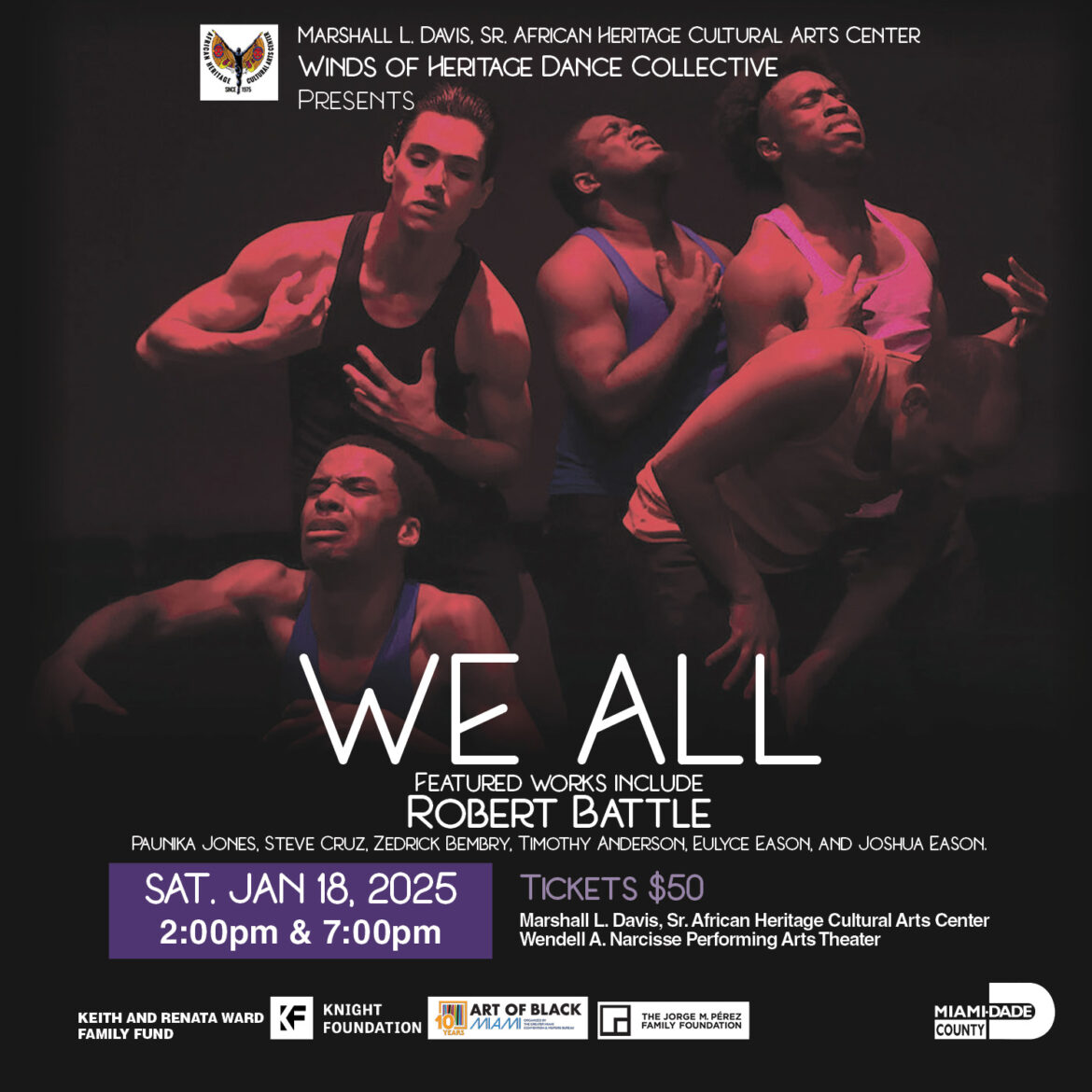 Dancers performing in We All by Heritage Dance Collective, Miami, January 18, 2025.